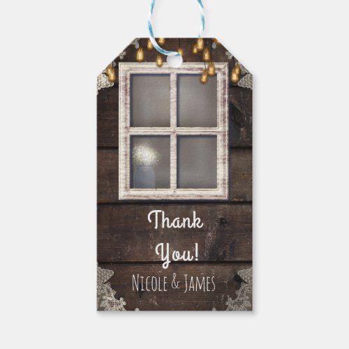 Rustic Country Barn Window Lights  Lace Favor Gift Tags