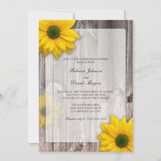 Rustic Country Barn with Daisies Rehearsal Dinner Invitation (Front)