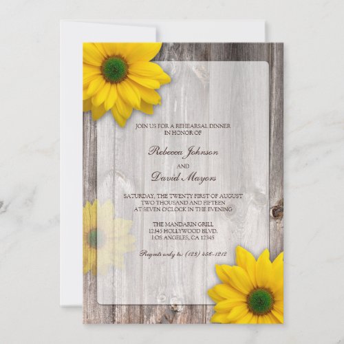 Rustic Country Barn with Daisies Rehearsal Dinner Invitations