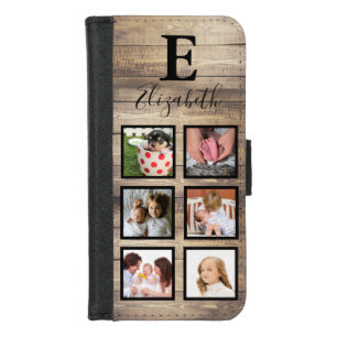 Rustic Country Barn Wood 6 Photos & Name iPhone 8/7 Wallet Case