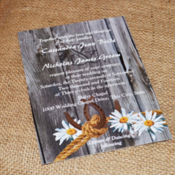 Rustic Country Barn Wood And Daisies Invitation by happygotimes at Zazzle
