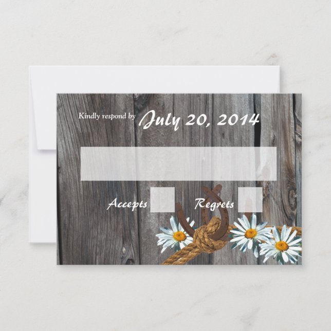 Rustic Country Barn Wood and Daisies Response (Front)