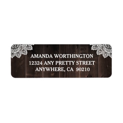 Rustic Country Barn Wood and Lace Wedding Label