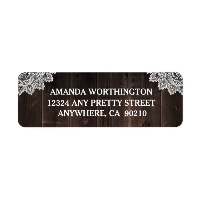 Rustic Country Barn Wood and Lace Wedding Label (Front)
