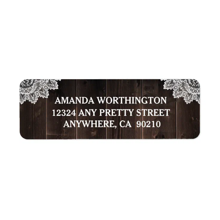Rustic Country Barn Wood and Lace Wedding Label | Zazzle