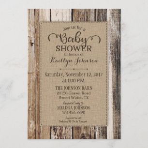 Rustic Country Barn Wood Baby Shower Invitation