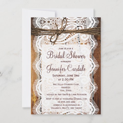 Rustic Country Barn Wood Bridal Shower Invitations