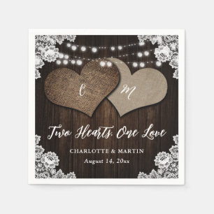 Rustic Country Barn Wood Burlap Lace Wedding Napkins