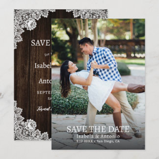 Rustic Country Barn Wood Burlap Lace Wedding Photo Save The Date