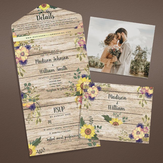 Rustic Country Barn Wood Fall Wedding All In One Invitation (Creator Uploaded)