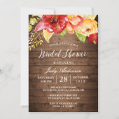 Rustic Country Barn Wood Floral Fall Bridal Shower Invitation (Front)
