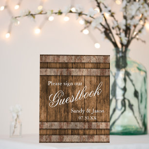 Rustic Country Barn Wood Guestbook  Foam Board