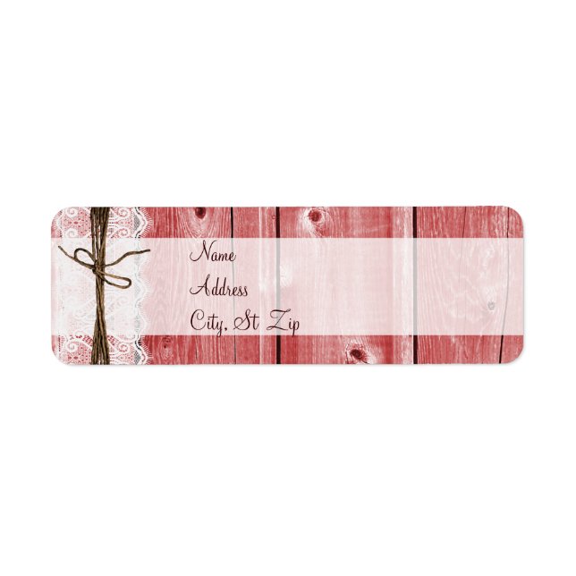 Rustic Country Barn Wood Lace Twine Address Labels (Front)