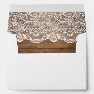Rustic Country Barn Wood Lace Wedding 5x7 Envelope