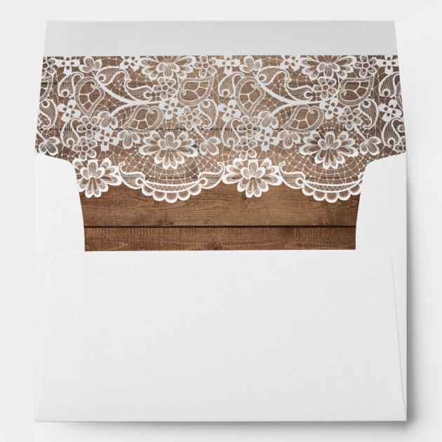 Rustic Country Barn Wood Lace Wedding 5x7 Envelope