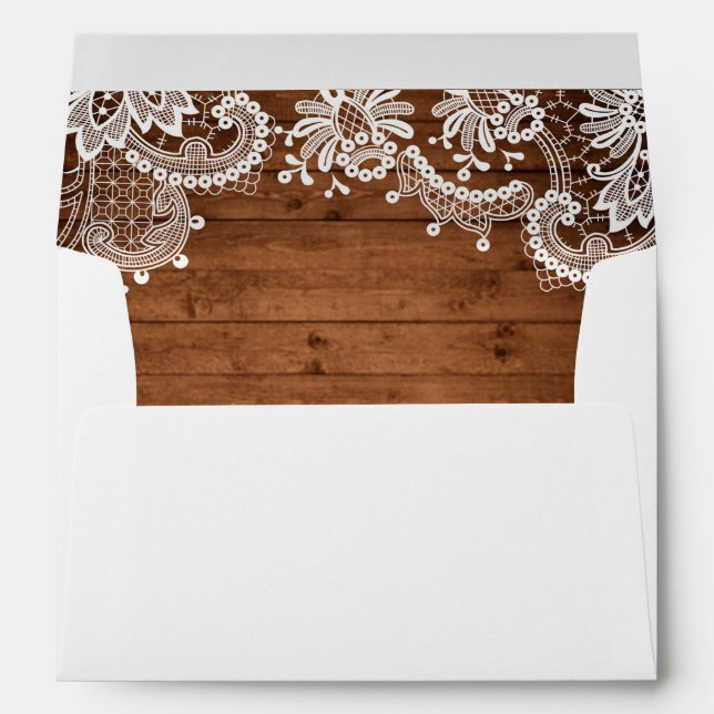 Rustic Country Barn Wood Lace Wedding 5x7 Envelope (Back (Bottom))