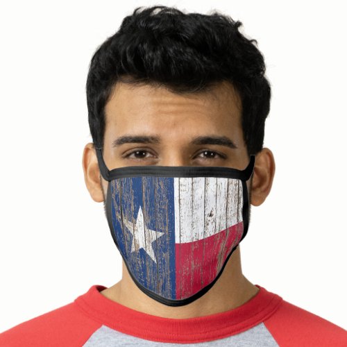 rustic Country Barn Wood Lone Star Texas Flag Face Mask