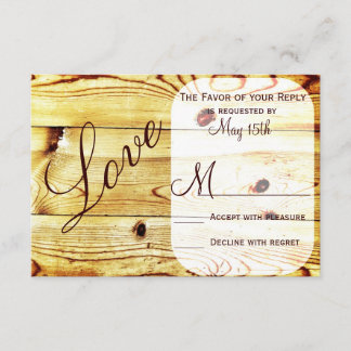Rustic Country Barn Wood Love Wedding RSVP Cards