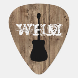 Rustic Country Barn Wood Monogram Acoustic Guitar Pick