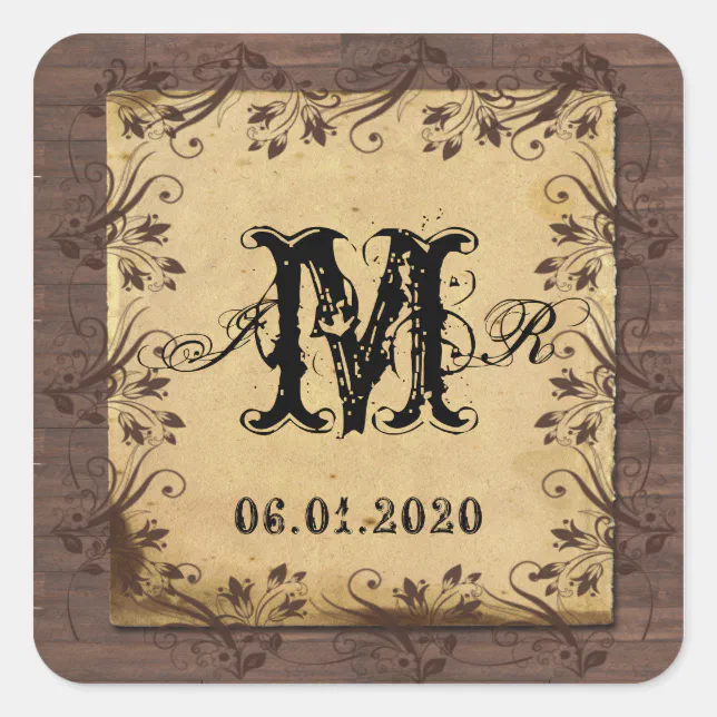 Rustic Country Barn Wood Monogram Sticker | Zazzle