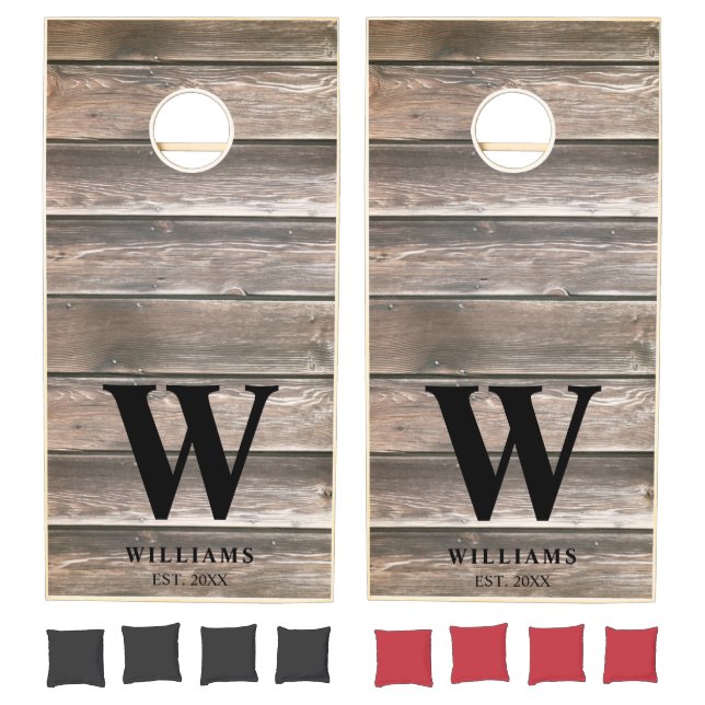 Rustic Country Barn Wood Personalized Cornhole Set (Set)