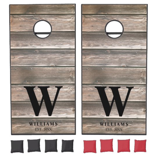 Rustic Country Barn Wood Personalized Cornhole Set