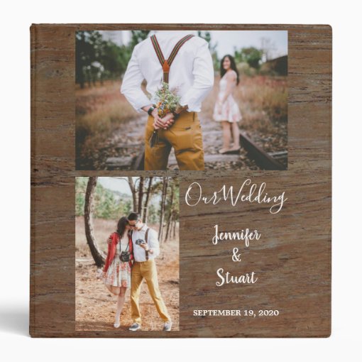 Rustic Country Barn Wood Photo Collage Wedding 3 Ring Binder | Zazzle