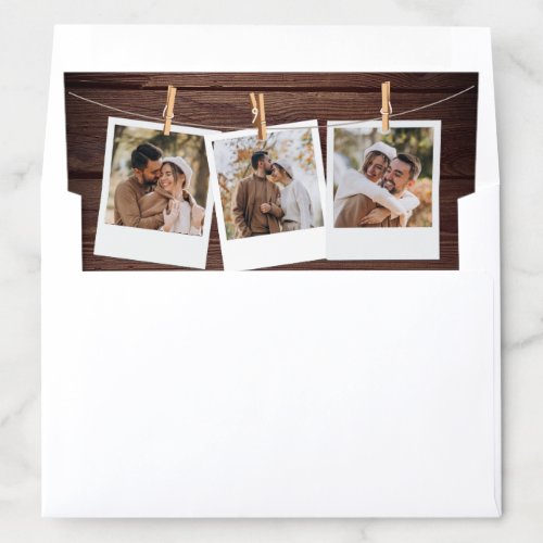 Rustic Country Barn Wood Photo Collage Wedding Envelope Liner