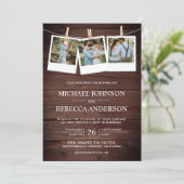 Rustic Country Barn Wood Photo Collage Wedding Invitation (Standing Front)