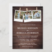 Rustic Country Barn Wood Photo Collage Wedding Invitation (Front)