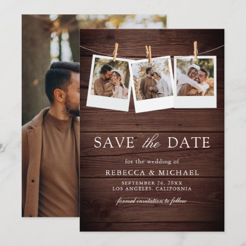 Rustic Country Barn Wood Photo Collage Wedding Save The Date