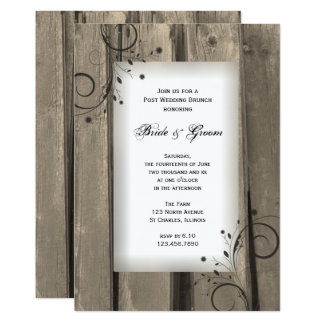 Rustic Country Barn Wood Post Wedding Brunch Card