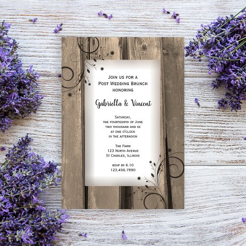 Country Barn Wood Post Wedding Brunch Custom Invite
