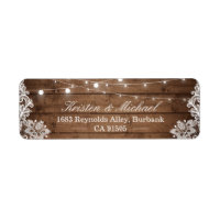 Rustic Country Barn Wood String Lights Lace Label