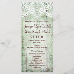 Rustic Country Barn Wood Vertical Wedding Programs