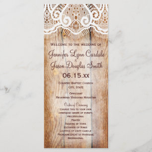 Rustic Country Barn Wood Vertical Wedding Programs