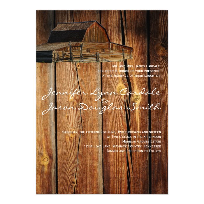 Rustic Country Barn Wood Wedding Invitations