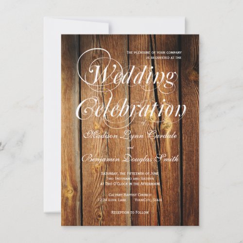 Rustic Country Barn Wood Wedding Invitations