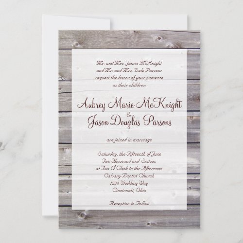 Rustic Country Barn Wood Wedding Invitations