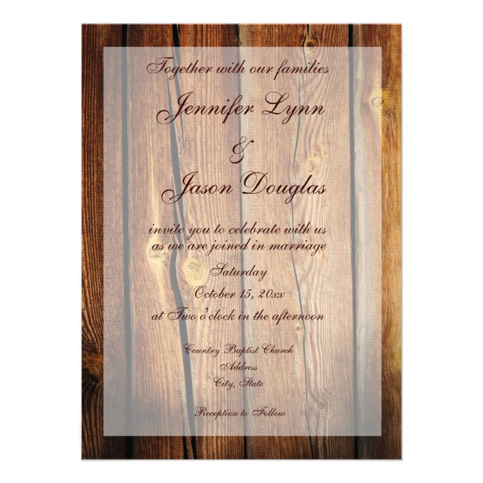 Rustic Country Barn Wood Wedding Invitations