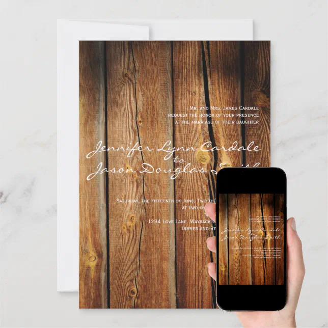 Rustic Country Barn Wood Wedding Invitations Zazzle