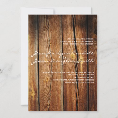 Rustic Country Barn Wood Wedding Invitations