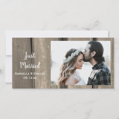 Rustic Country Barn Wood Wedding Just Married Announcement