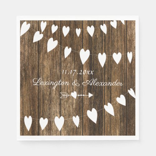 Rustic Country Barn Wood Wedding or Bridal Shower Paper Napkins