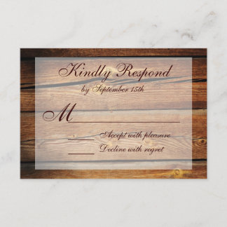 Rustic Country Barn Wood Wedding RSVP Cards