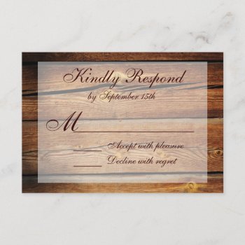 Rustic Country Barn Wood Wedding Rsvp Cards by CustomWeddingSets at Zazzle