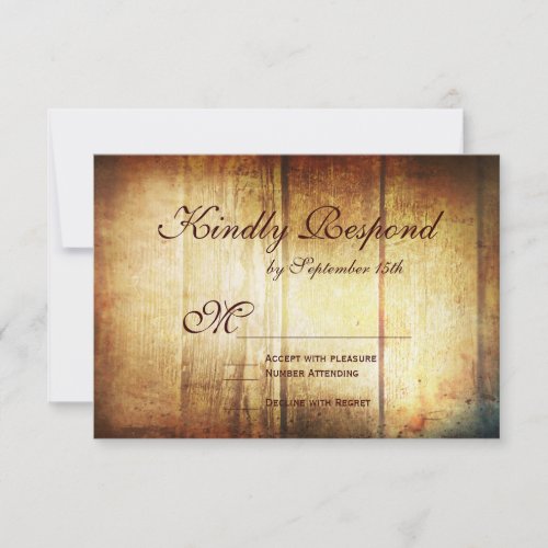 Rustic Country Barn Wood Wedding RSVP Cards