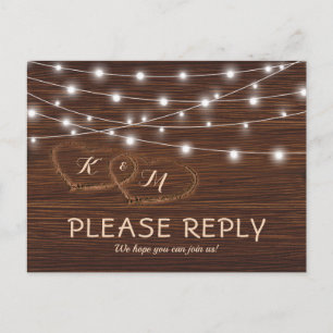 Rustic Country Barn Wood Wedding RSVP Invitation Postcard