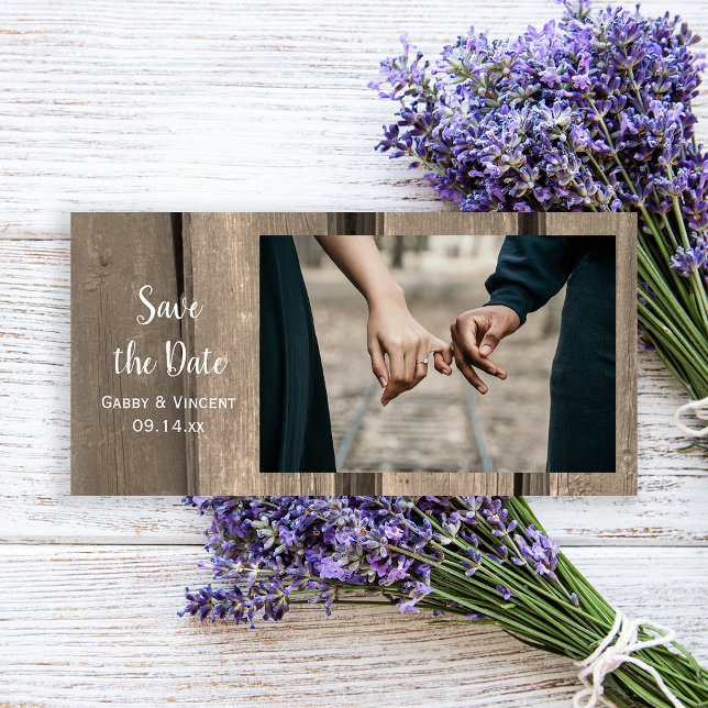 Rustic Country Barn Wood Wedding Save the Date (Set the tone for your casual barn party wedding with this rustic save the date photo card.)