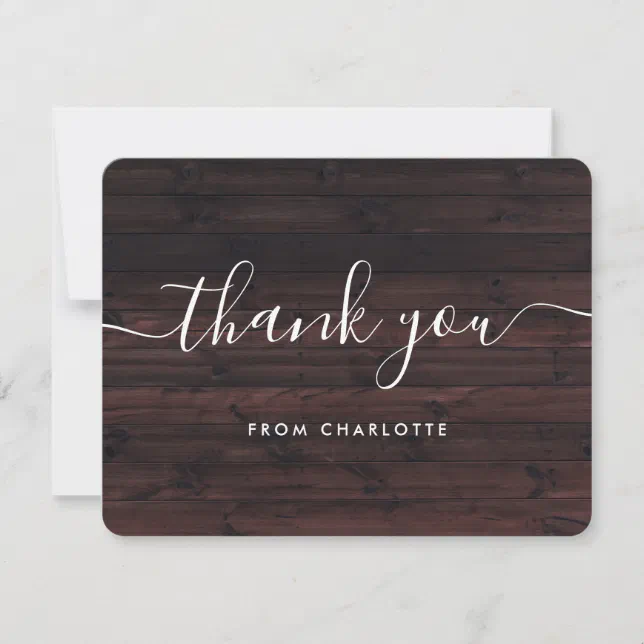 Rustic Country Barn Wood Wedding Shower Birthday Thank You Card | Zazzle